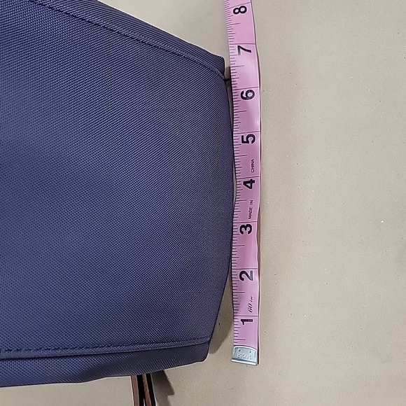 Dooney & Bourke Navy Blue Nylon Domed Satchel, Brown Leather Braided Handles - Picture 14 of 16